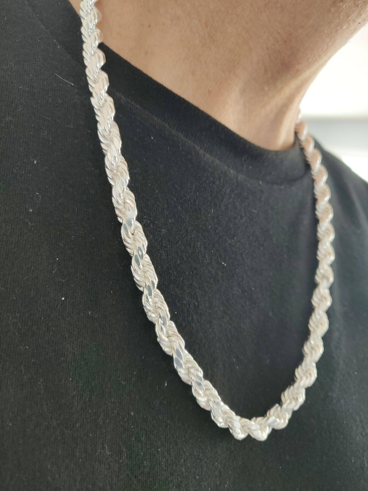 Sterling Silver rope chain hollow / torsal de plata 925 62.2 g 7.6mm 26″ larga