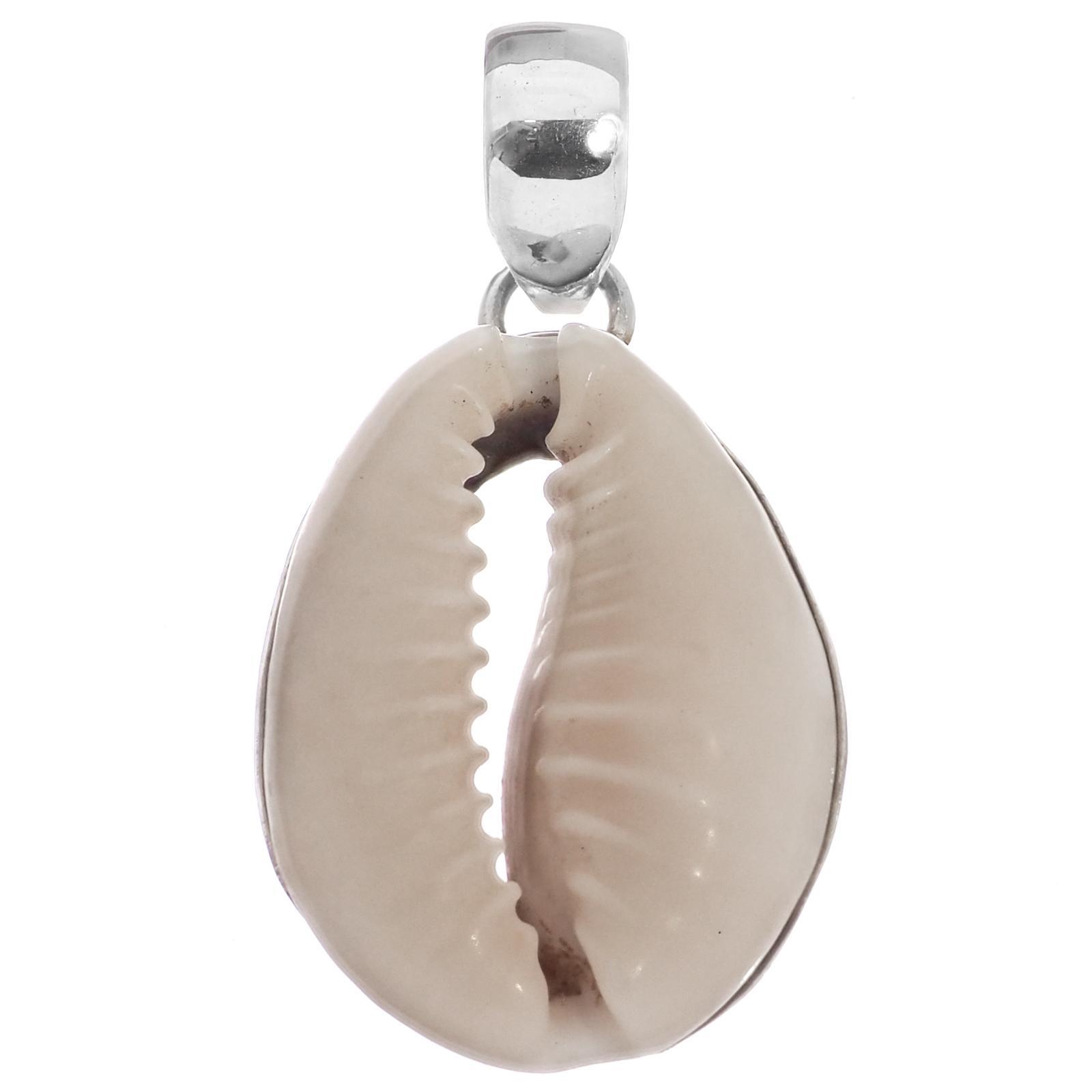 925 Sterling Silver Beach Tropical Cowry Shell Sterling Pendant, 1 1/4″