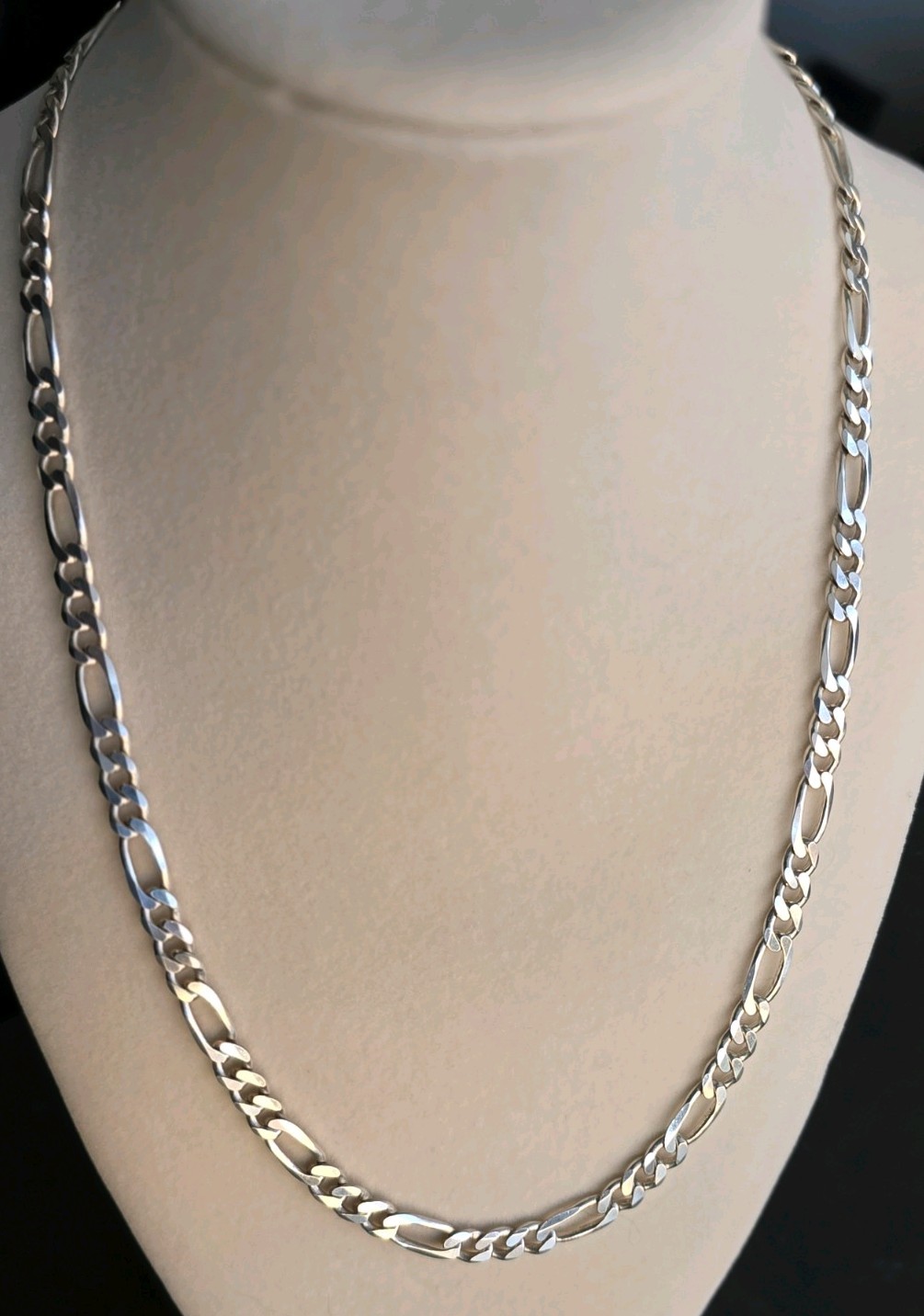 SXI Italy 925 Solid Sterling Silver Figaro Chain Necklace 20 Inch. 5.6mm Width.