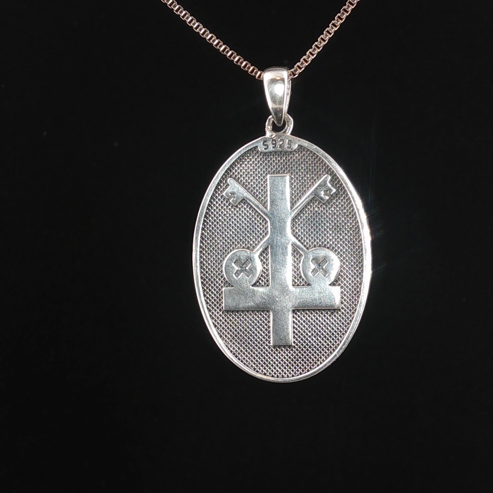 925 Sterling Silver Two-Sided Saint Peter Necklace