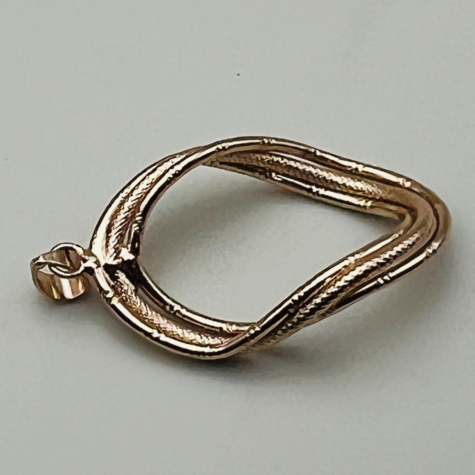 Rose Gold Tone Twisted Oval Pendant Textured Openwork Statement Fashion Jewelry