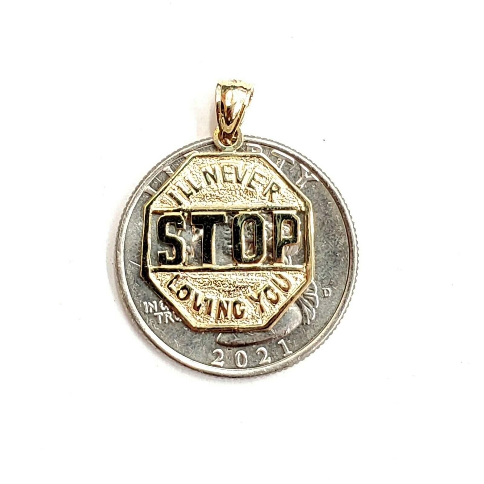 14k yellow Gold I’ll never stop loving you Pendant charm gift fine jewelry 1.6g