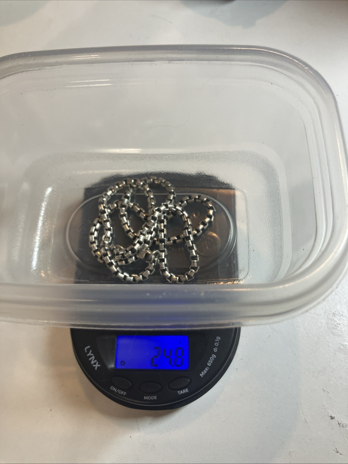 24.8g Avery .925 Square Link Chain Heavy Wearable/Scrap 18’’