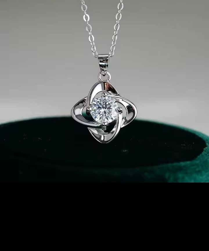 1 ct Moissanite necklace platinum Pt 950 GrA Certified