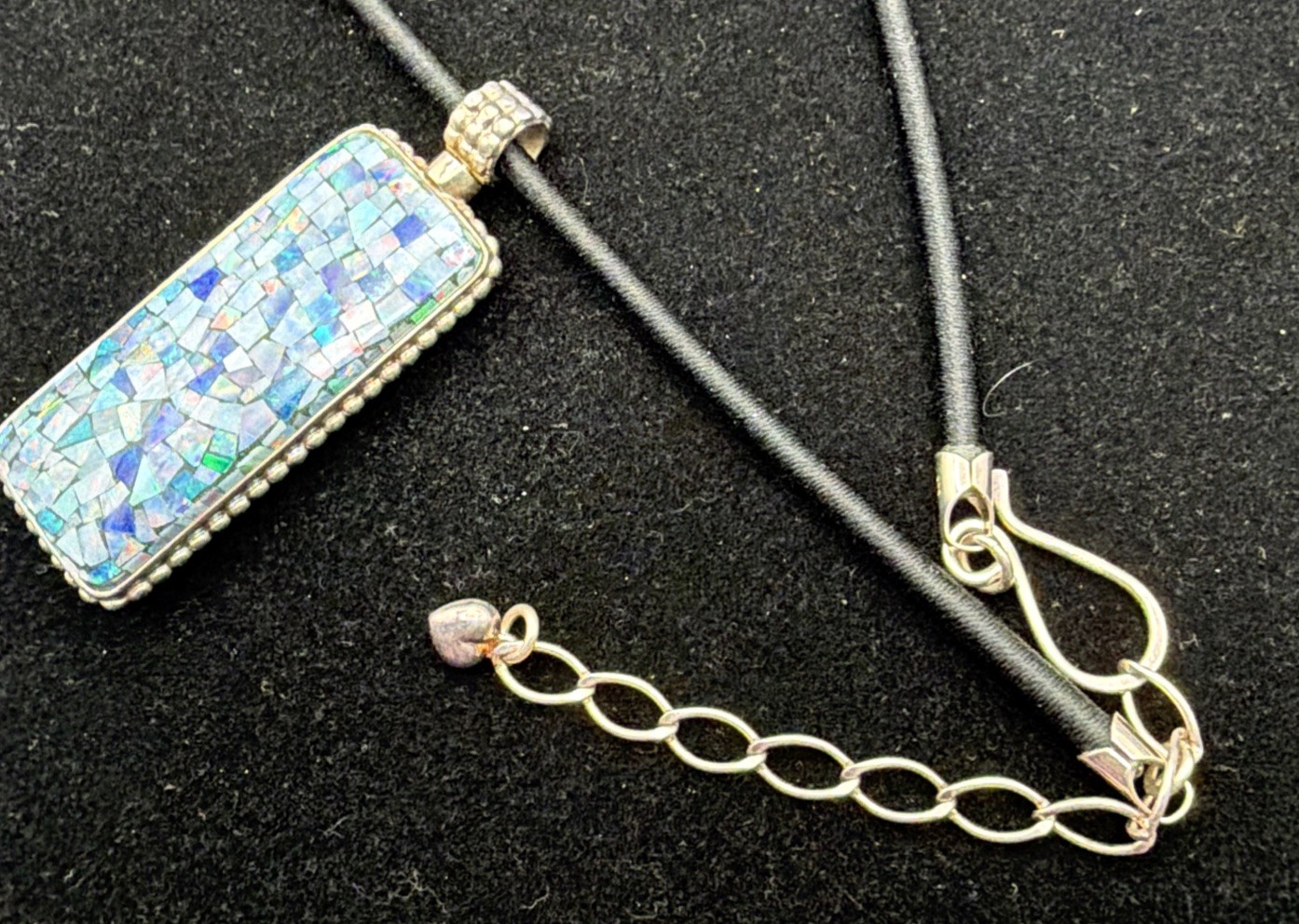 Vintage DRT Jay King Mine Finds Mosaic Opal/Mosaic Turquoise Pendant Necklace