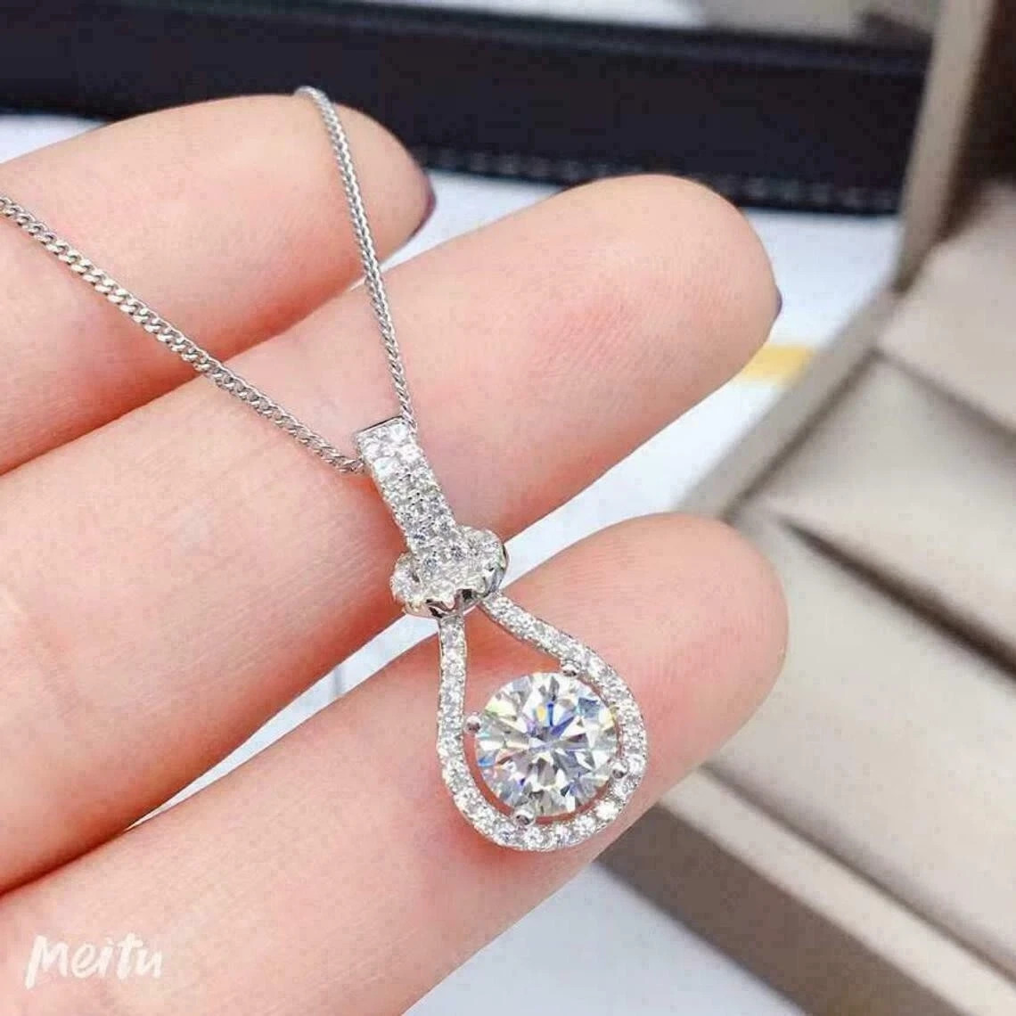 2.30Ct Round Cut VVS1/D Diamond Halo Pendant 14K White Gold Finish Free Chain