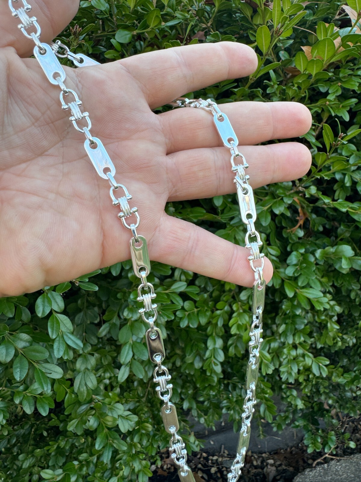 Real 925 Sterling Silver Custom Ferragamo Link Chain Necklace 7.5mm 18-30″ ITALY