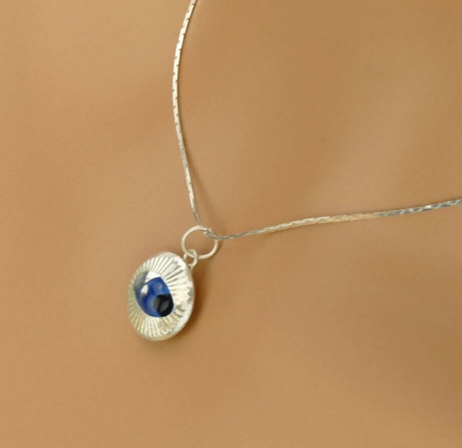Silver Evil Eye Pendant, Silver Pendant, Gift for Adults, Gift for Children