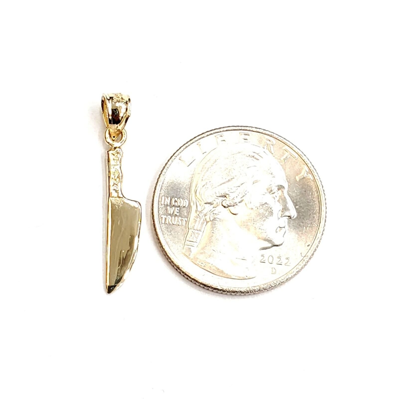 14k yellow Gold solid 3D kitchen utensil knife Pendant charm fine jewelry 1.1g