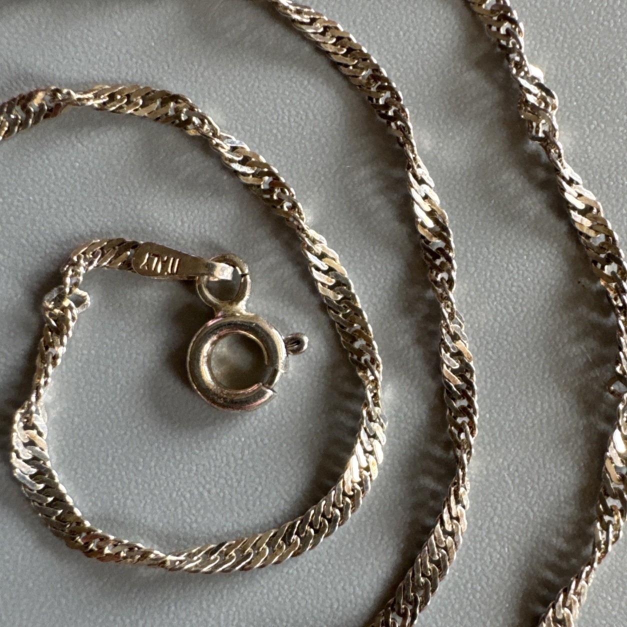 ITALY Sterling Silver 925 Twisted Curb Singapore Chain Necklace – 2mm Wide – 18”