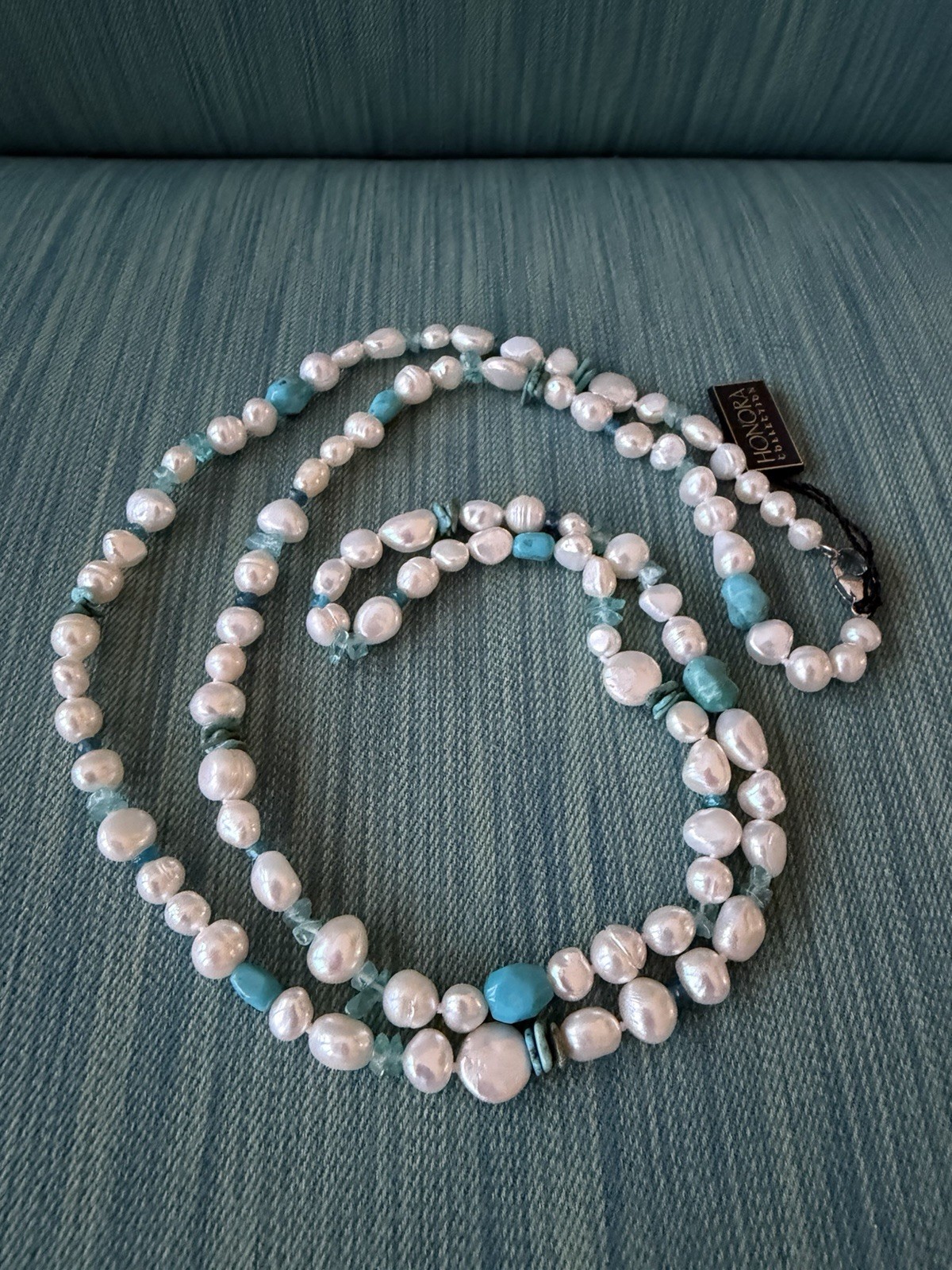 Honora Collection Freshwater Pearl Turquoise Topaz Necklace