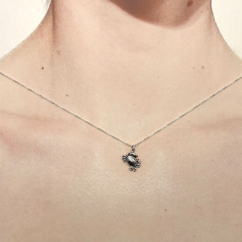 Sterling Silver Crab Charm Pendant Necklace-925 Sterling Silver #C118