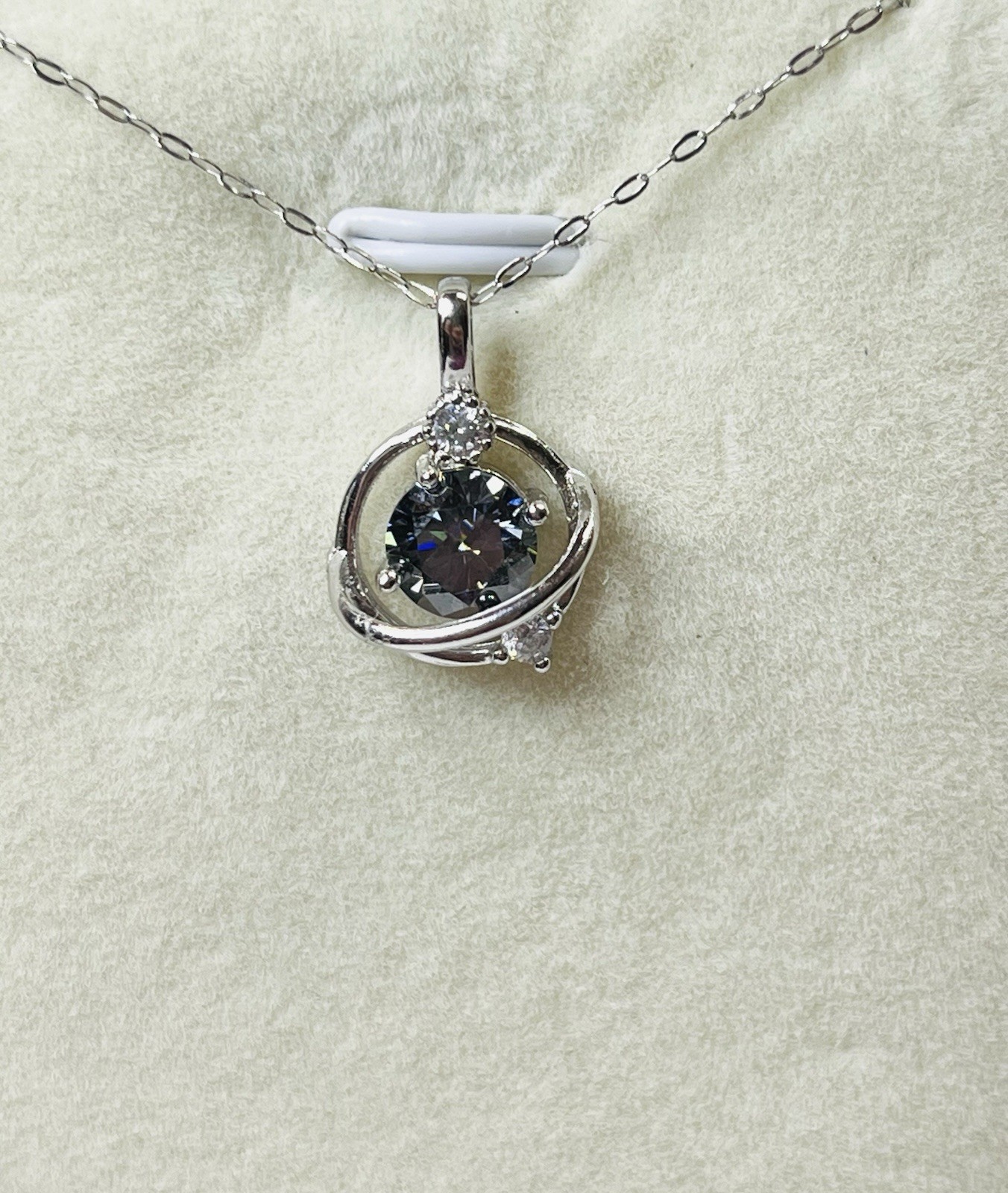 925 Sterling Silver 1 CTW VVS1 Black Moissanite Planet Pendant Necklace