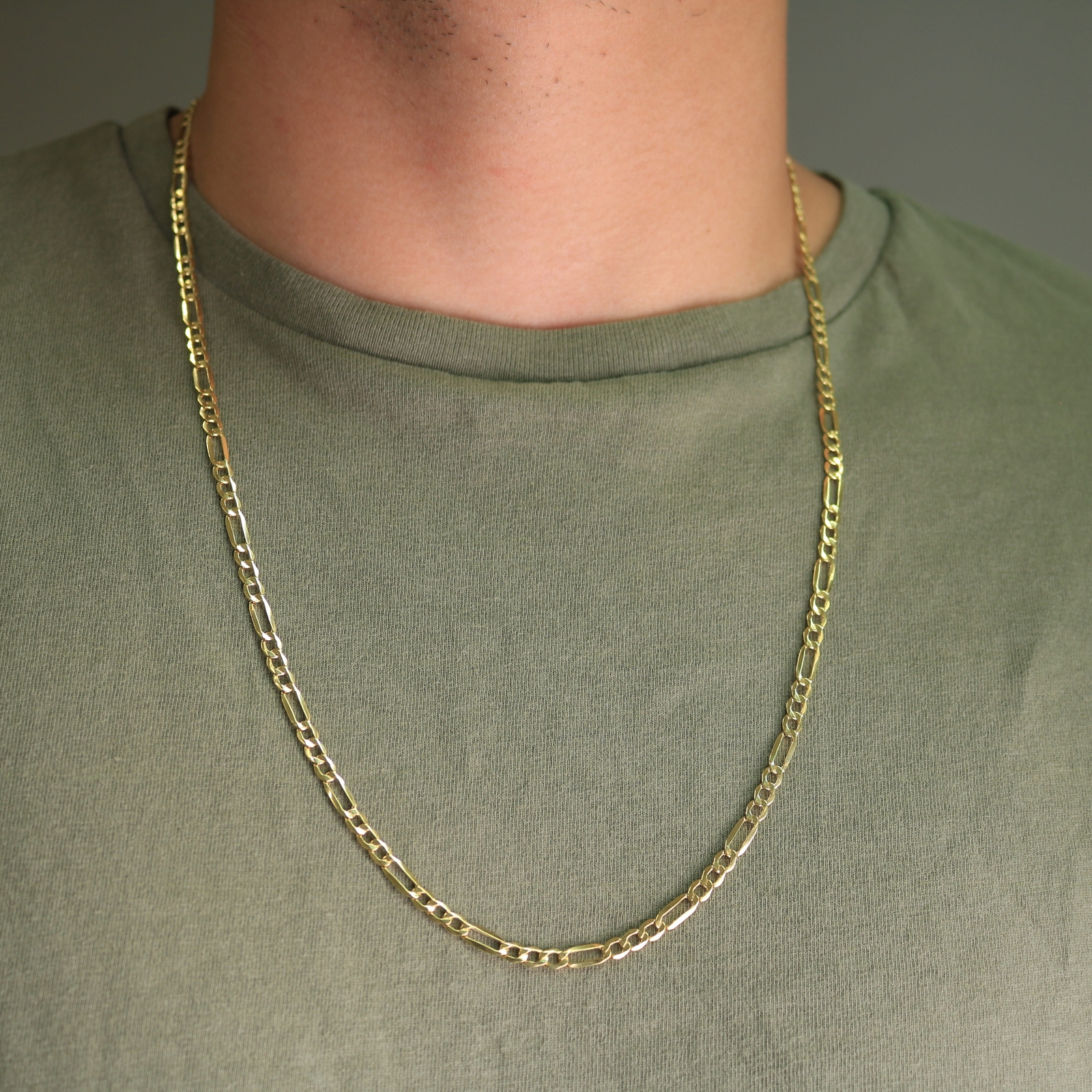 14K Yellow Gold 4.5mm Figaro Chain Link Italian Necklace Mens Womens 16″- 30″