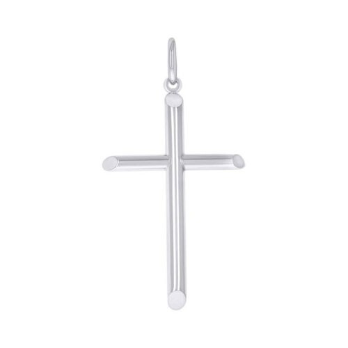 Solid Real 14kt White Gold Mens Womens Unisex Tube Cross Religious Charm Pendant