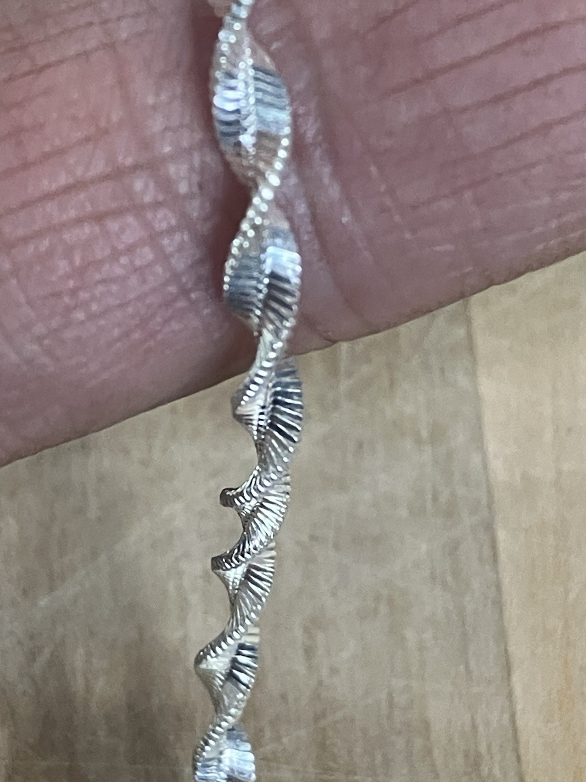 Italy 925 sterling silver chain necklace Diamond Cut Twist Rope Design Sparkle