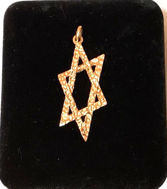 14K Yellow Gold Brushed Star of David Jewish Religious Pendant – Excellent