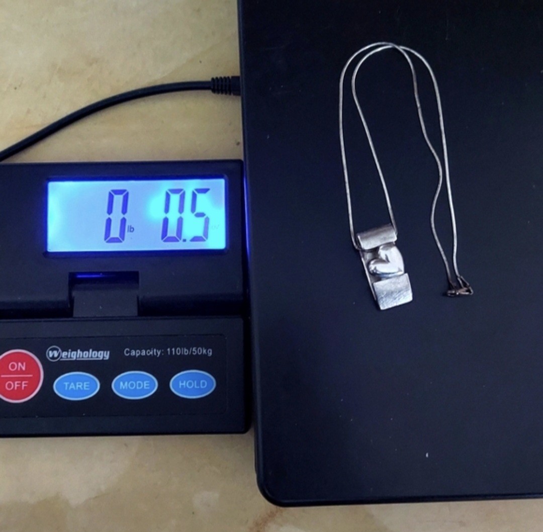 Y2k BAB .925 Sterling Silver Heart Slide and 14″ + .925 Sterling Necklace SET