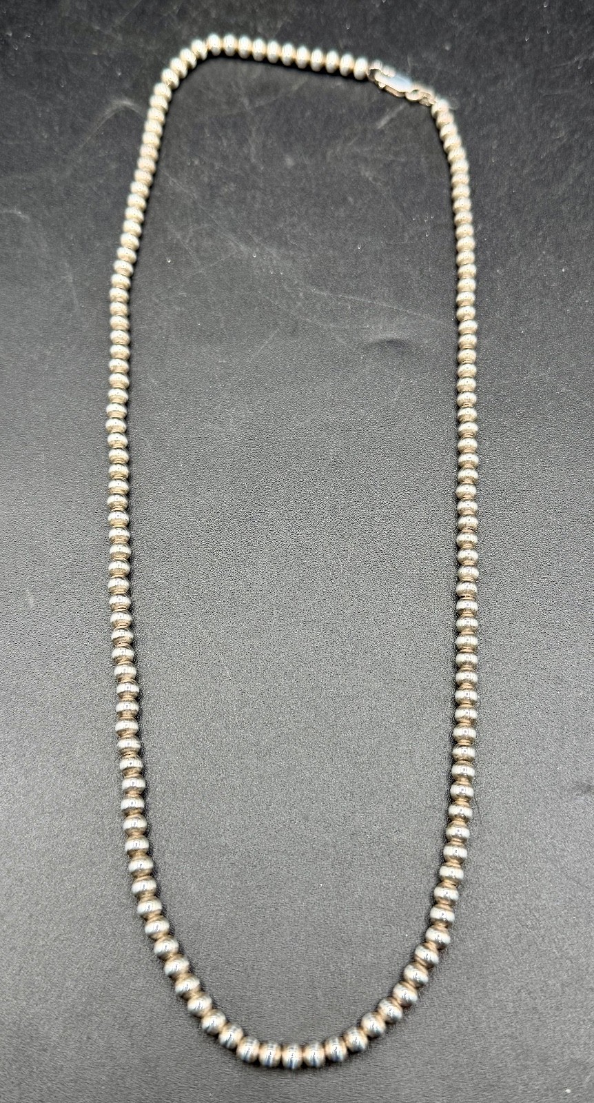 Vintage Sterling Silver 4mm Bead 20” Necklace 925 Italy 18g