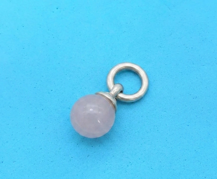 Tiffany & Co Ag925 Rose Quartz Ball Dangle Pendant charm Only No Box Nor Pouch