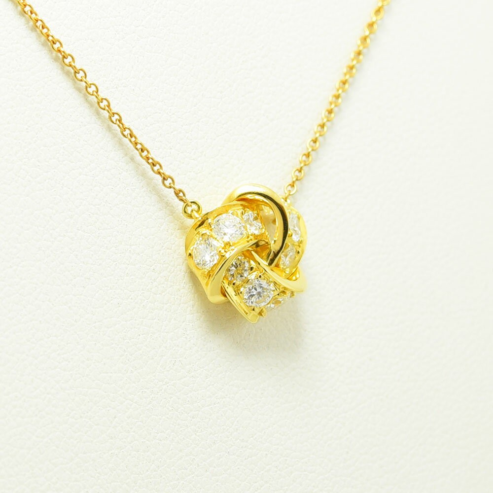 Tiffany & Co. Necklace Diamond Pendant K18 Yellow Gold Chain 40cm 16” Ladies