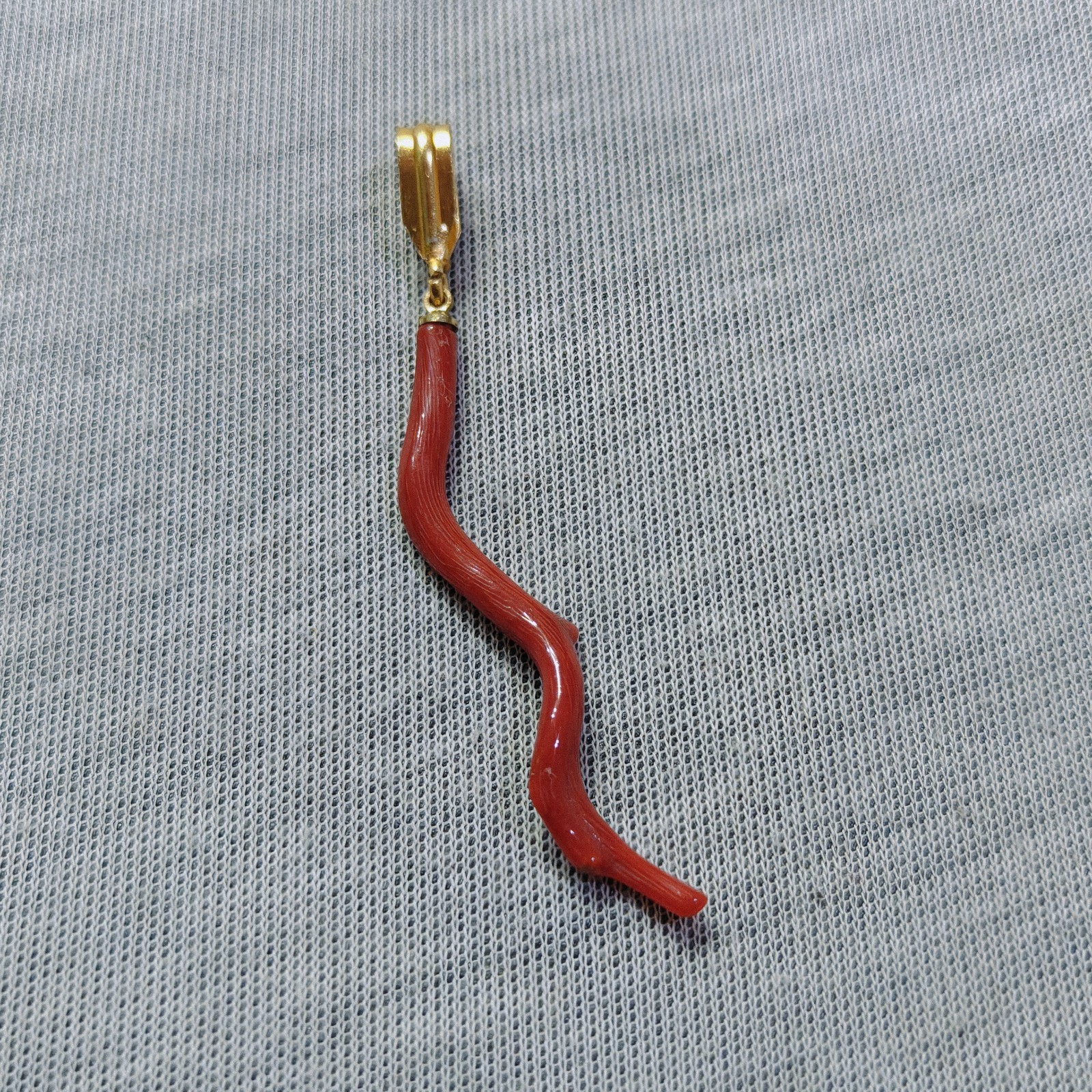 Natural Red Coral Brass Pendent vintage Red Coral Gold Plated Pendant