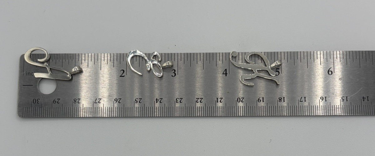 Lot of 5 Sterling Silver 925 Script Initial Letter Pendant A E K M X Charms 8.1g