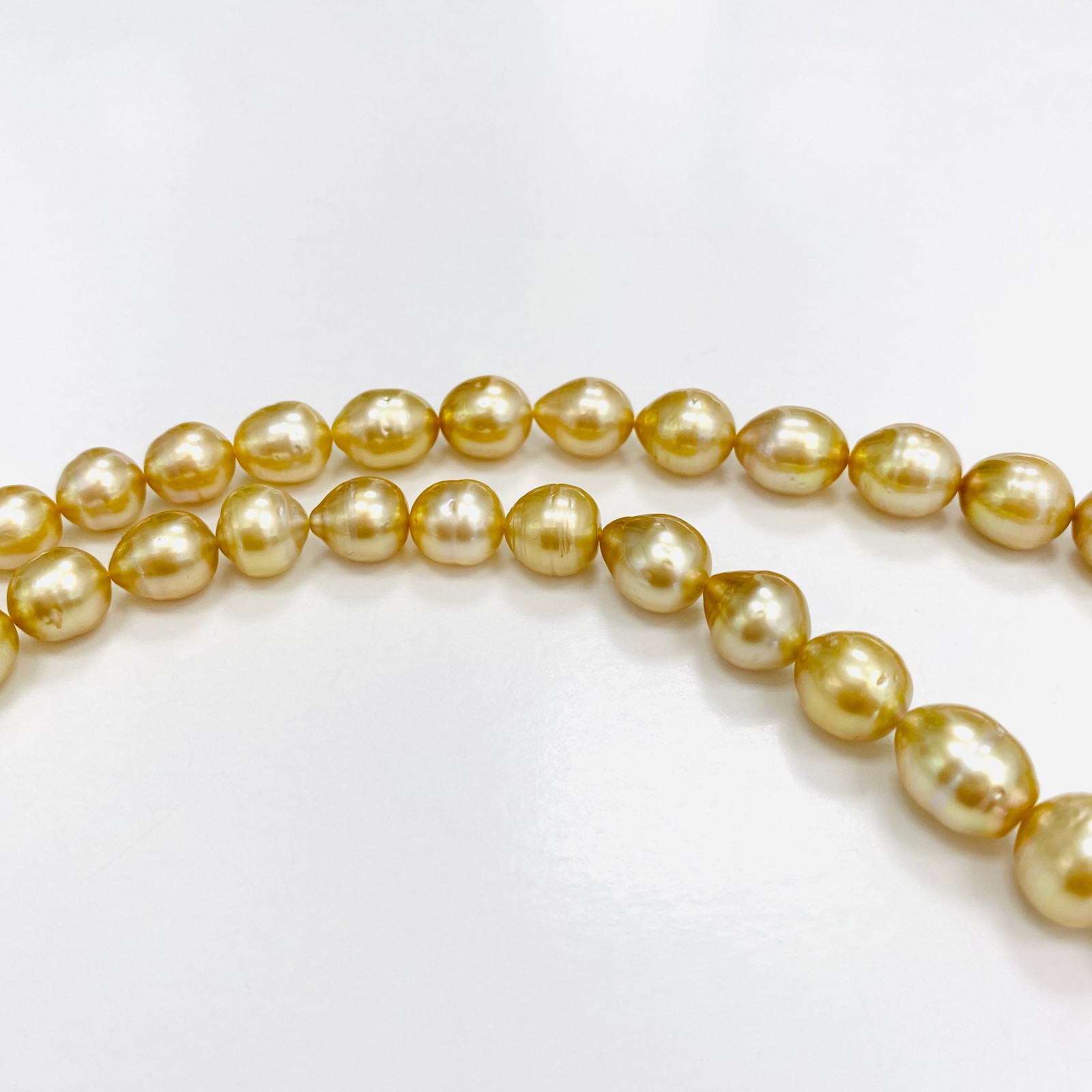 Golden South Sea Pearl Necklace Loose Strand 8mm to 11mm Drops/Ovals/Buttons Mix