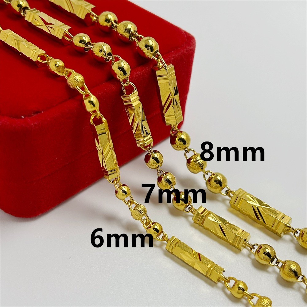 Gold-plated Brass 6mm-8mm Rope Chain Diamond Cut Pendant Necklace 8″- 20″
