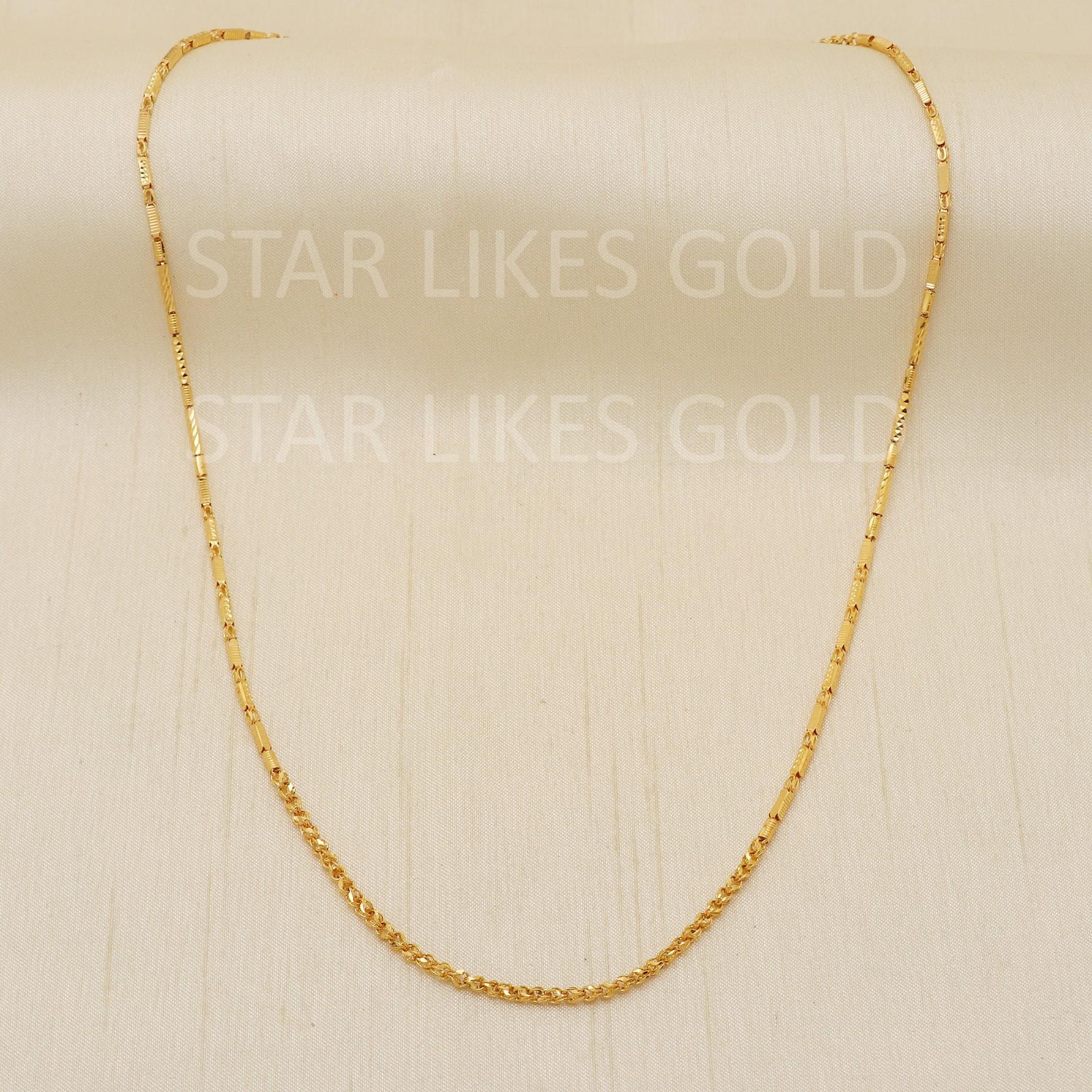 22K Yellow Gold Hybrid Link Chain 21.5″ 10.64g 2mm Textured Capsule Necklace 916