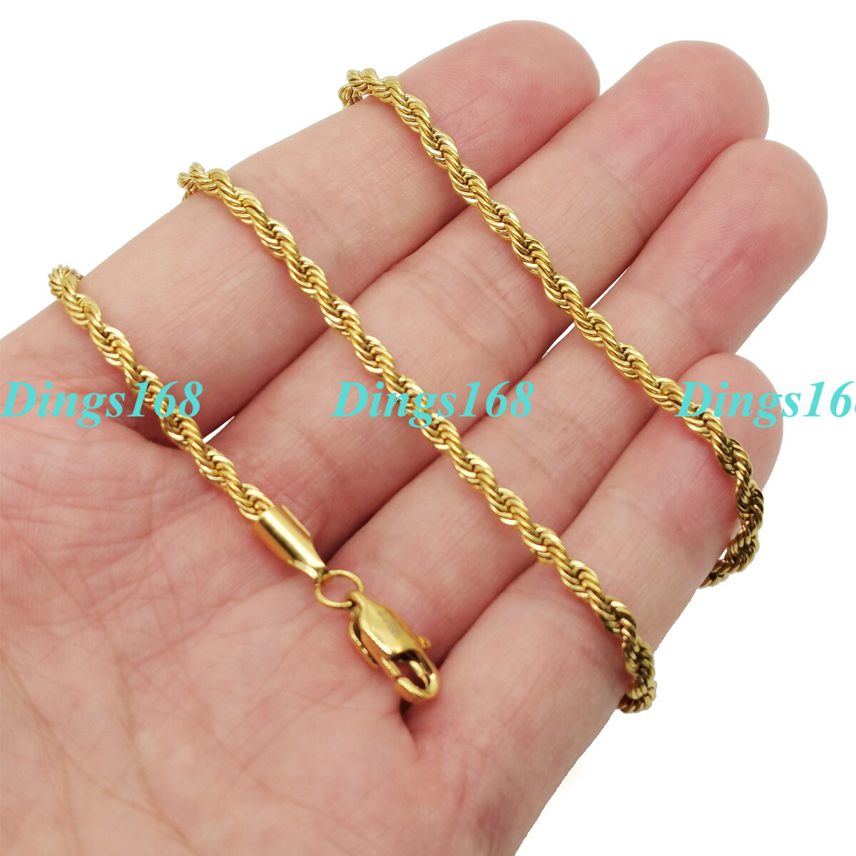 Solid 18K Yellow Gold Filled Tarnish-Resist 22 inch 4mm wide Rope Chain Necklace