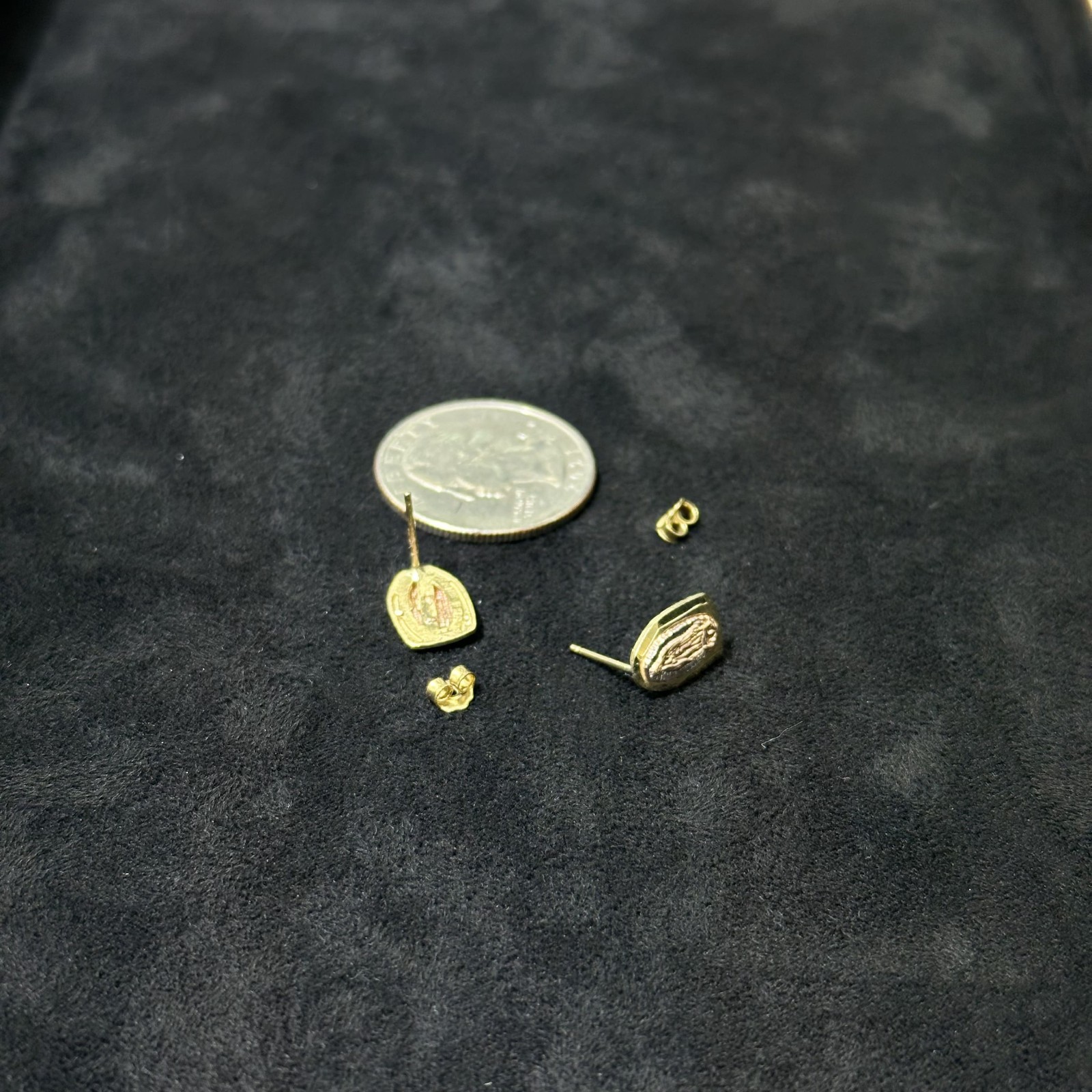 10k Gold Two Tone Mary Earrings with Pushbacks Medium size for Female Male