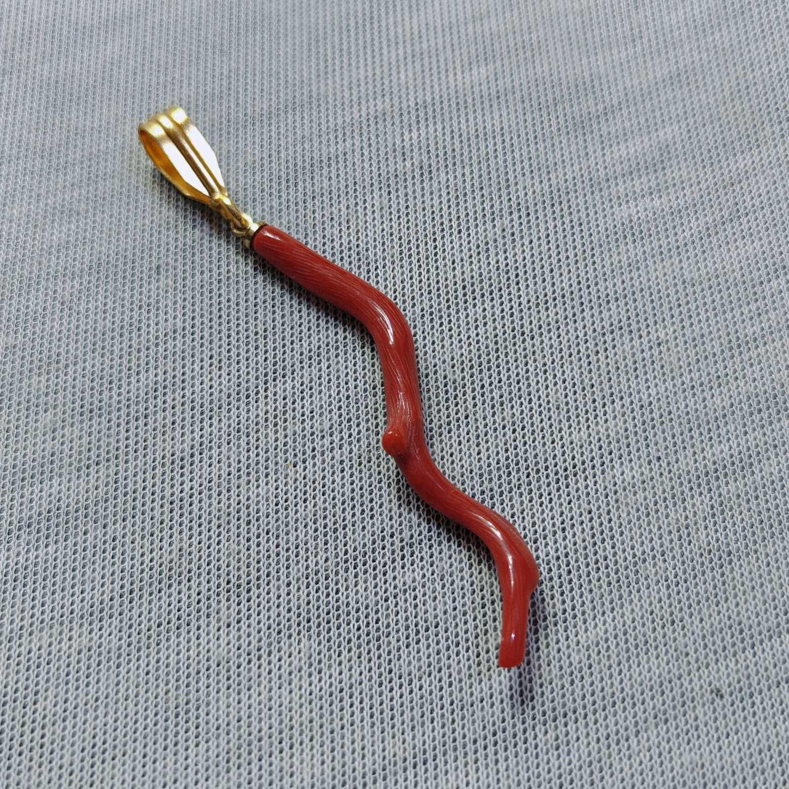 Natural Red Coral Brass Pendent vintage Red Coral Gold Plated Pendant