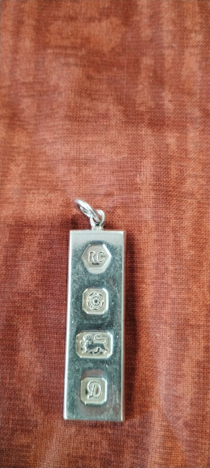 1978 RC Solid Sterling Silver Ingot Pendant 15.6g Hallmarked Sheffield 925