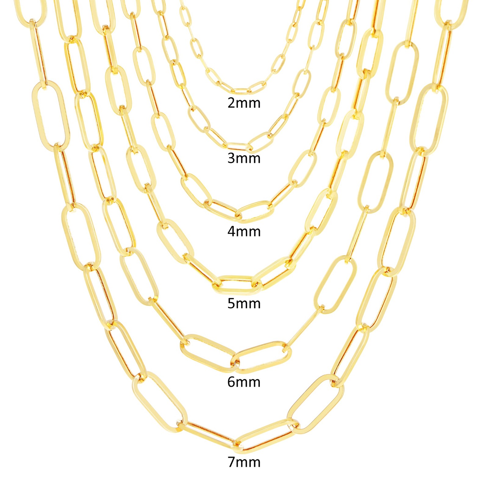 14k Yellow Gold Paperclip 2mm-7mm Chain Cable Rolo Necklace Mens Womens 16″-24″