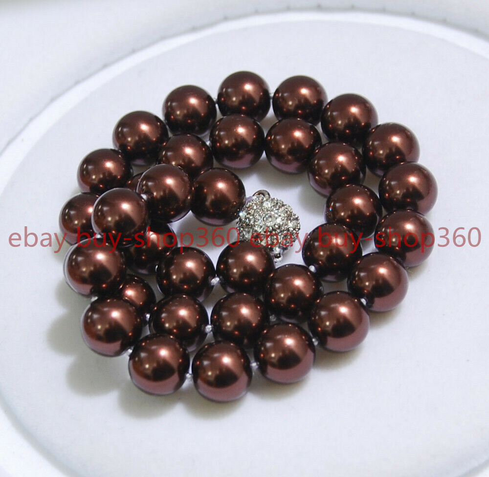 Fashion 8/10/12mm South Sea Multicolor Shell Pearl Round Beads Necklace 18” AAA