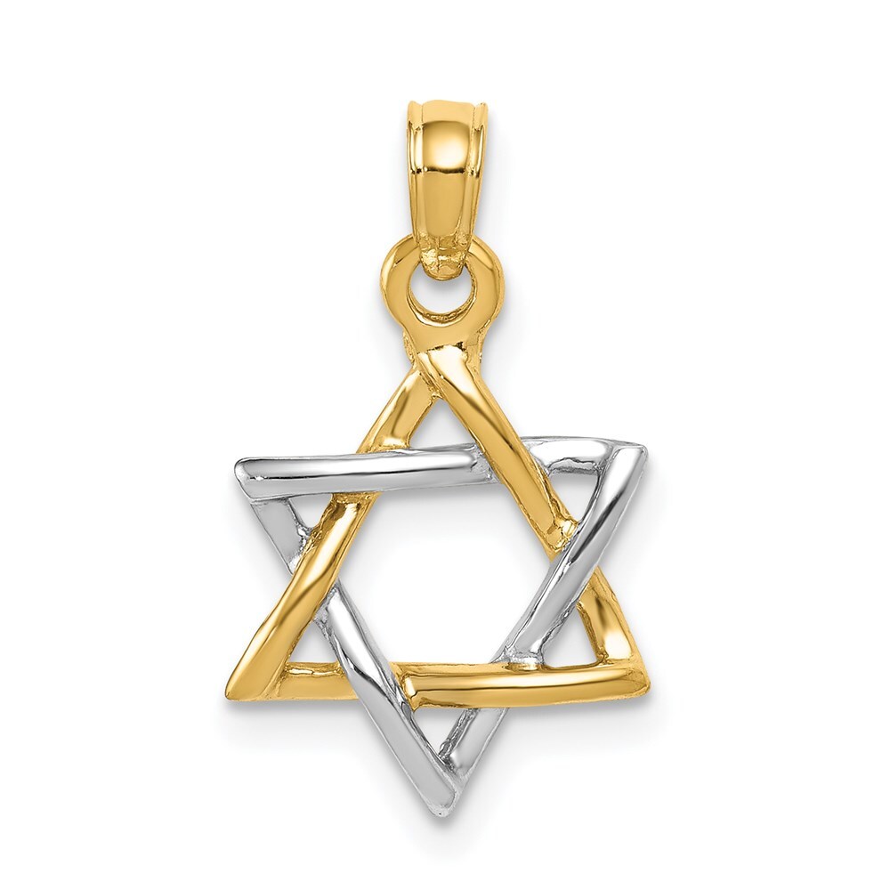 14K Yellow & White Gold Polished Star Of David Pendant
