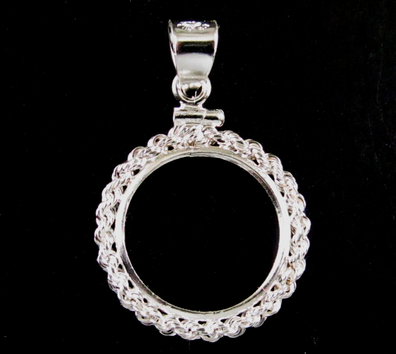 Coin Bezel Mount Sacagawea and Child Dollar Rope Sterling Silver Soldered Bail