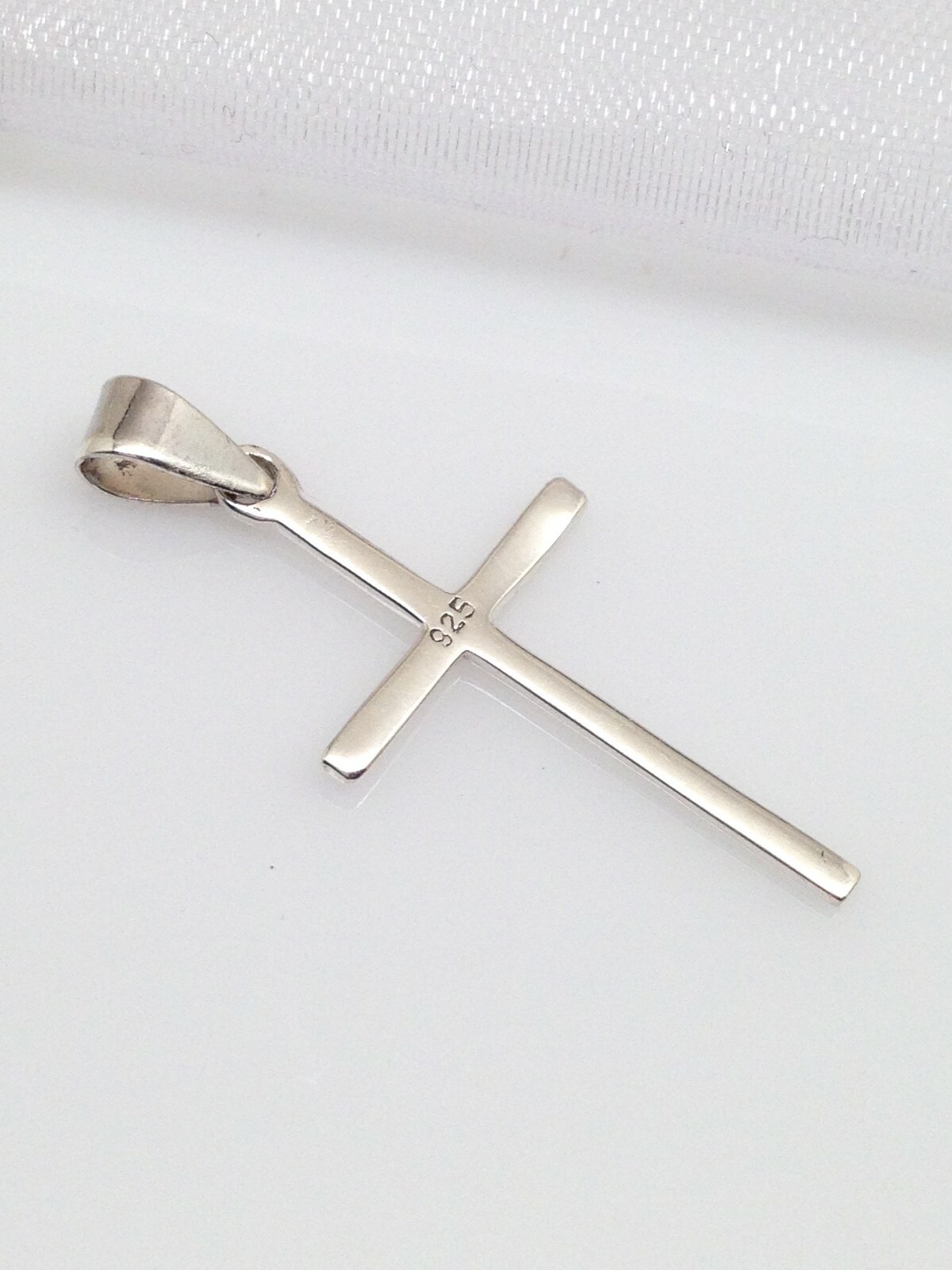 925 Sterling Silver Small Plain Cross Pendant Mens Womens 26mm(1.02″)/33mm(1.3″)