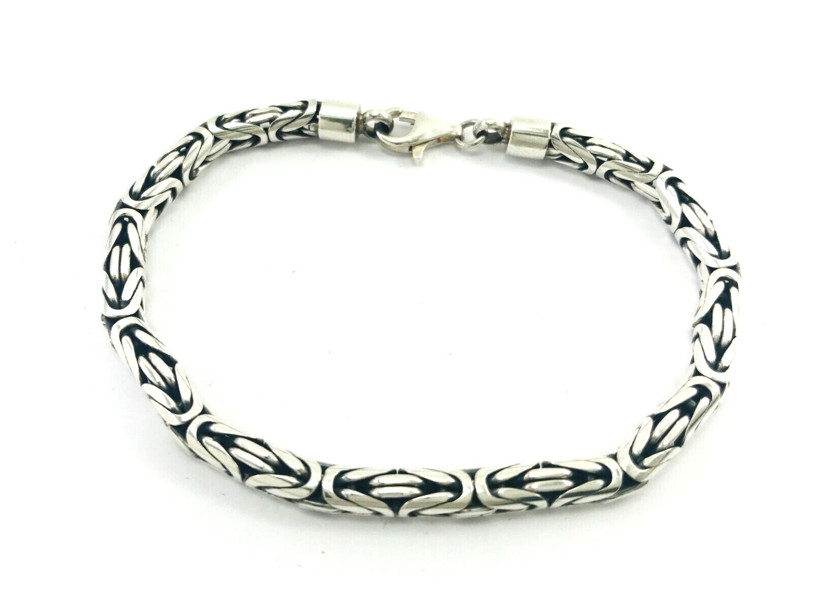 925 Sterling Silver 5 mm Bali / Byzantine Chain Bracelets. 7.5″/19 cm,7.9″/20 cm