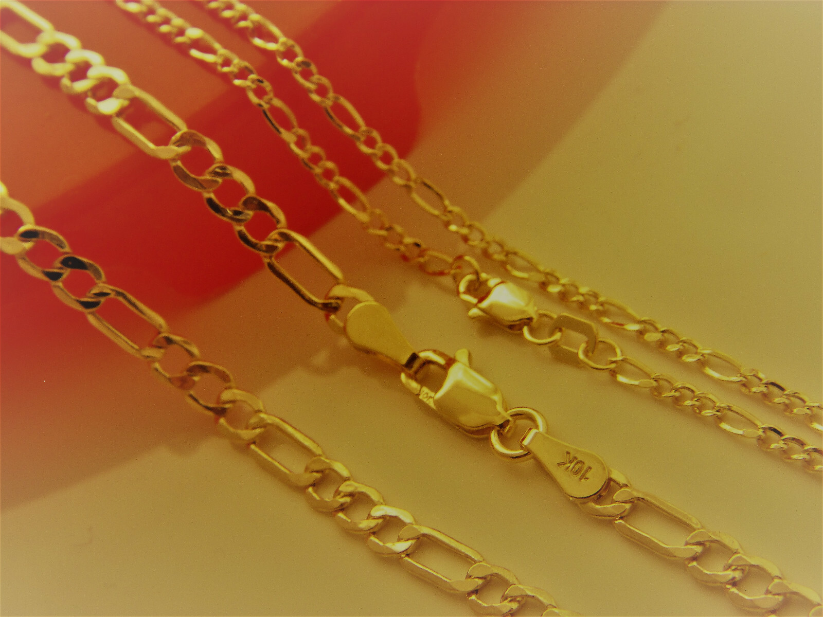 10k gold Figaro chain necklace 4mm and 2.25mm real gold