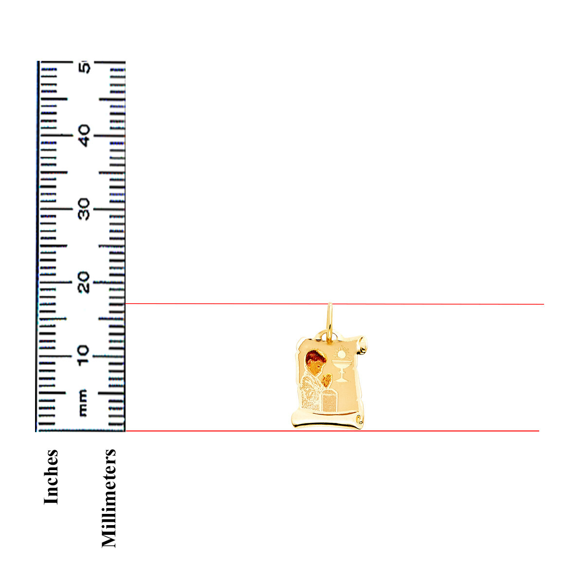 Gold 14K Yellow Gold First Communion Picture Pendant Boy