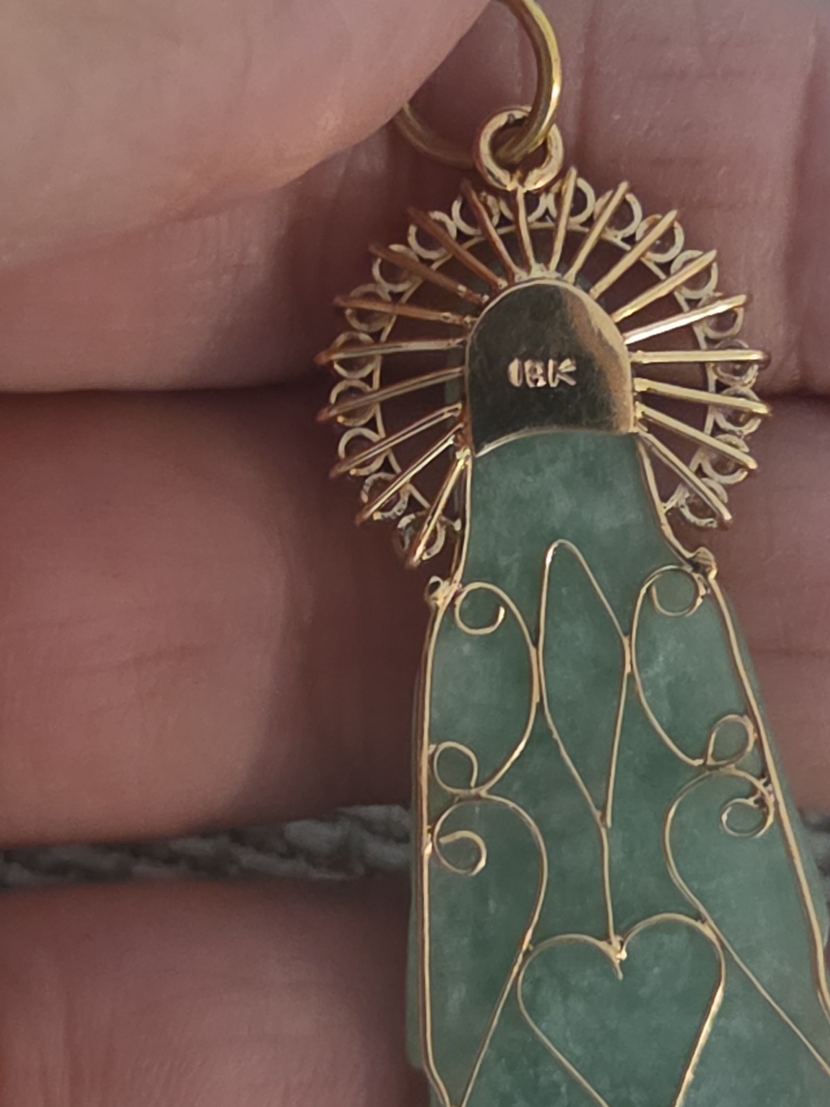 Higher Than 14K Solid Gold Guanyin Kwan Yin Female Buddha Jade Pendant