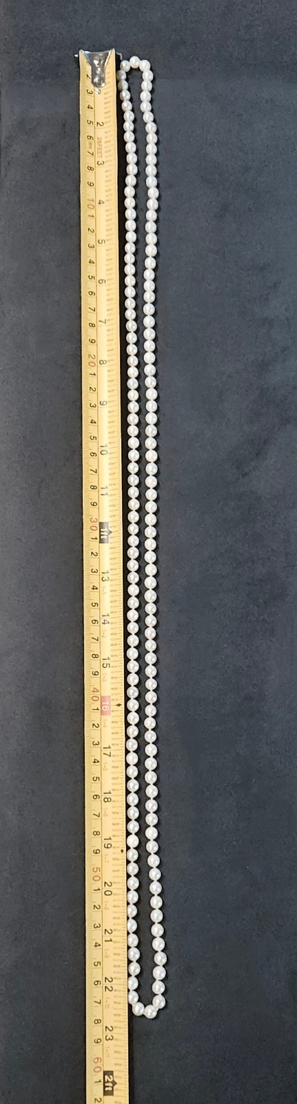 46″ Akoya Pearl Necklace Rope 6.5–7mm w/ .835 Silver Sapphire Enhancer .80ctw
