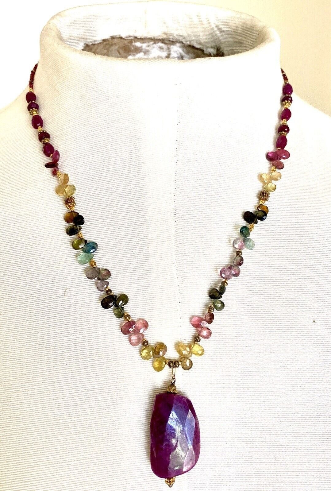 Chipita Faceted Ruby Pendant Briolette Necklace