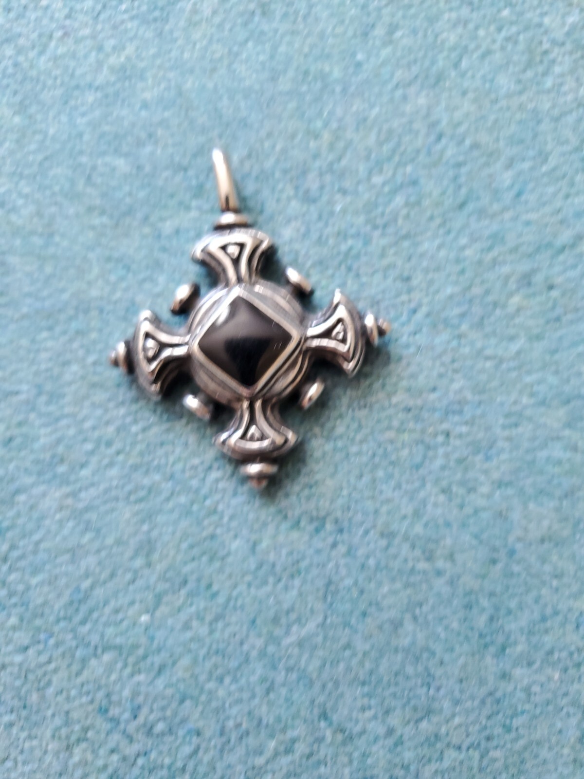 Sterling Silver Four Elements And Directions None Crtistic Cross Black Enameled