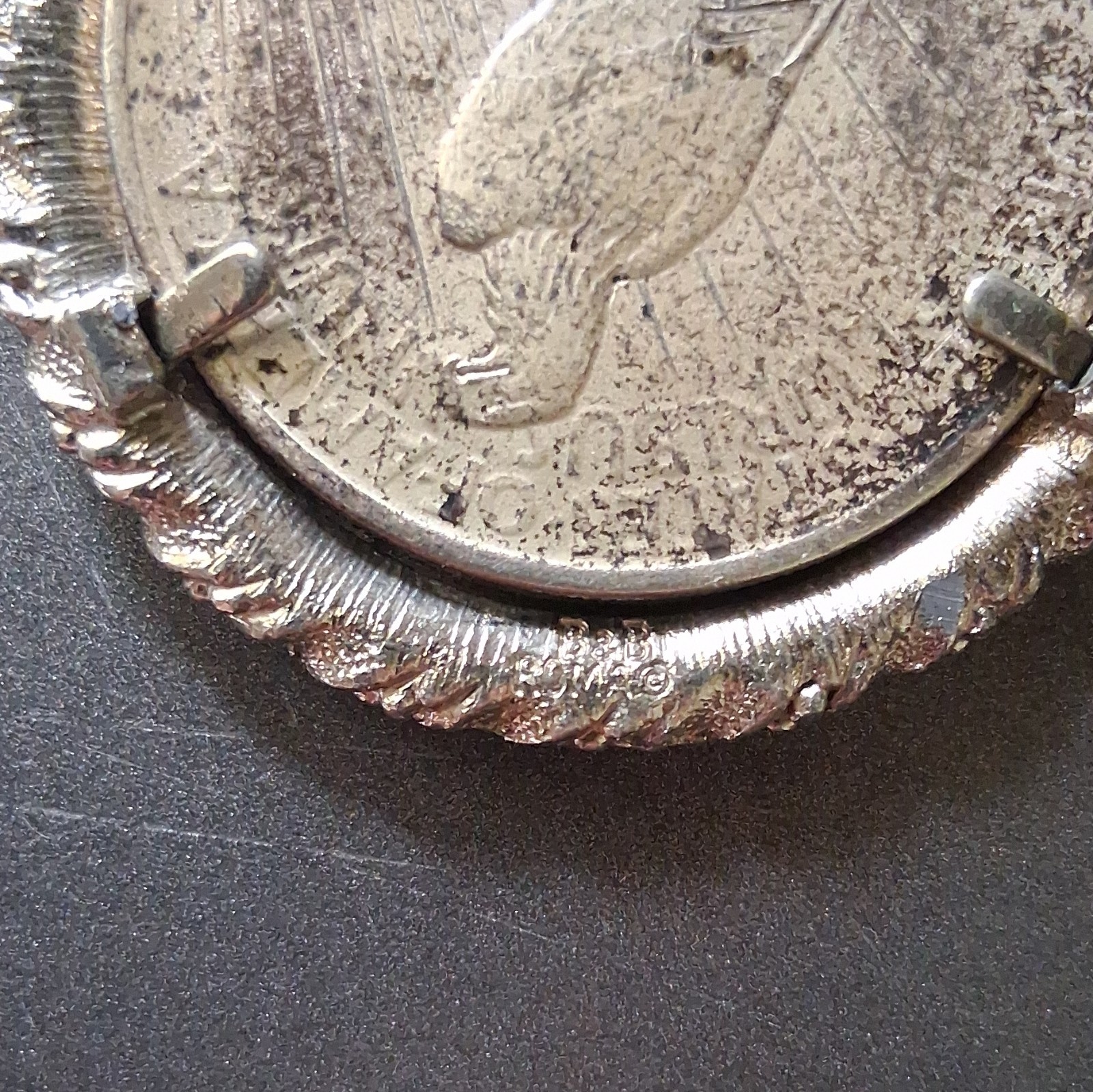 1922 Peace Silver Dollar 925 B&B Sterling Silver Coin Pendant Round Rope Bezel