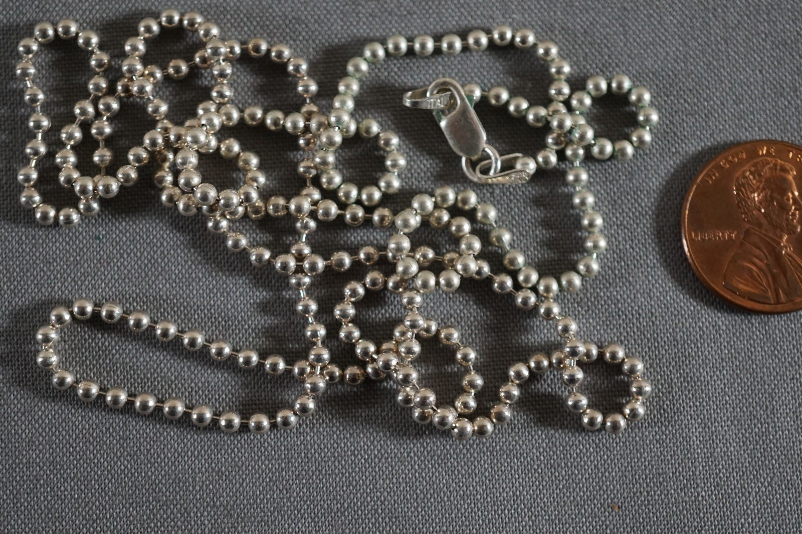 Vtg Sterling Silver Beaded Ball Link Italy Necklace 28″ – 11 Grams