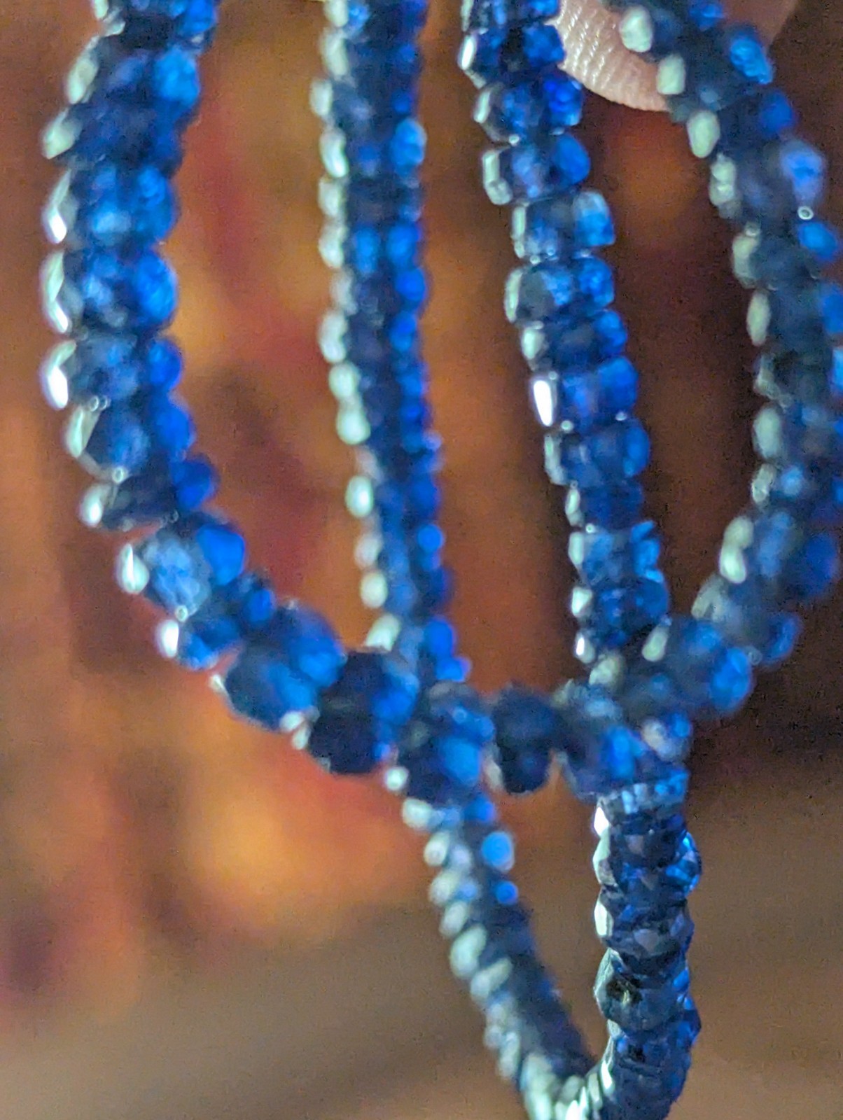 natural blue Sapphire rondelle Bead Necklace 14.15 In 2 x 4mm