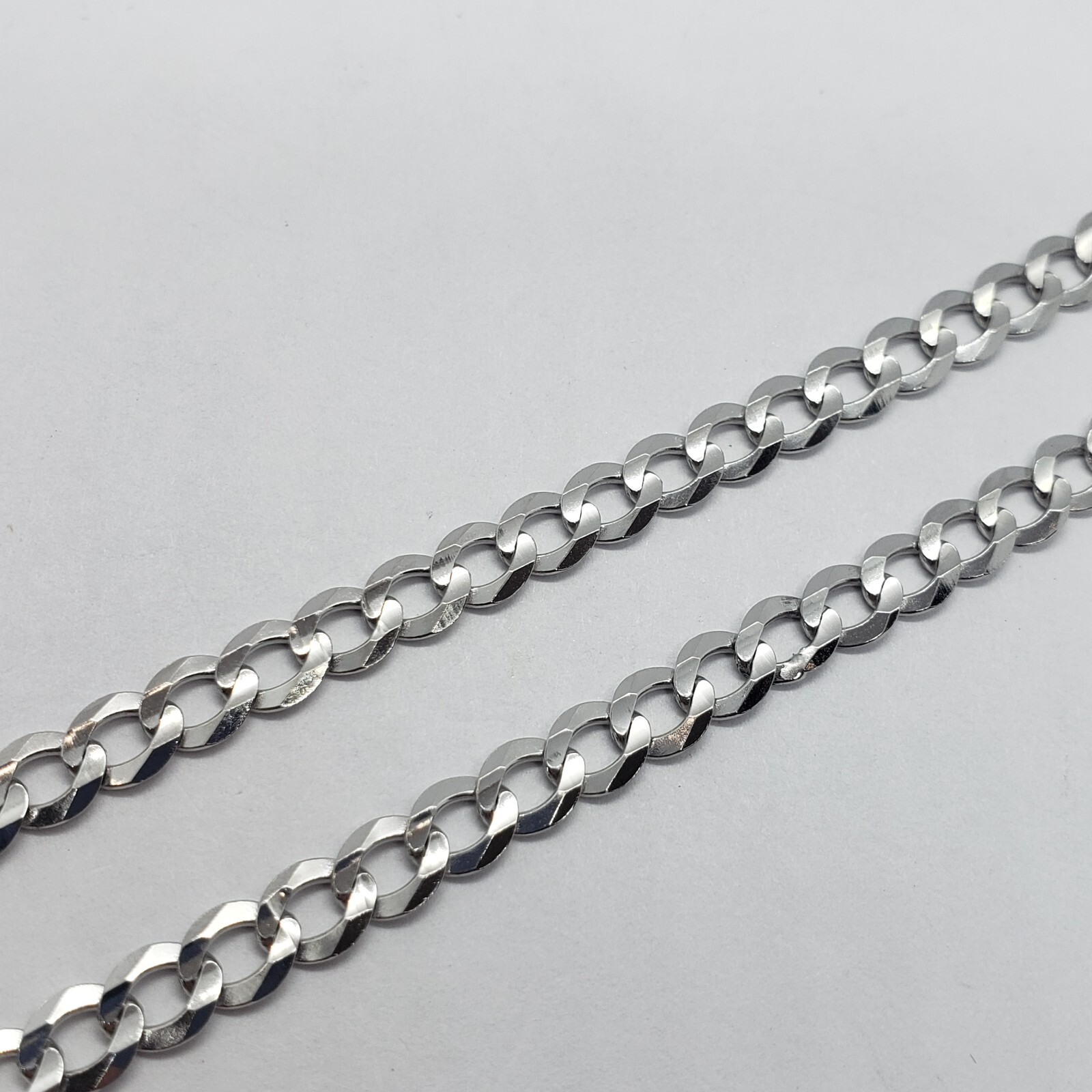 14K White Gold Solid Cuban Curb Link Chain Necklace Bracelet 5mm~6mm 7″~30″